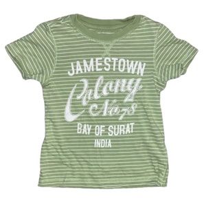 H&M 3T t shirt green striped short sleeved